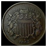 1864 Bronze Two-Cent Piece NEARLY UNCIRCULATED