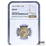 1913 Buffalo Nickel NGC MS65 Type 1