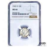 1945-D Mercury Silver Dime NGC MS66