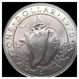 1970 Bahamas Silver Dollar KM 8