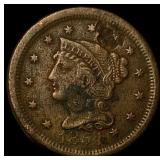 1854 Braided Hair Large Cent CLOSELY  UNCIRCULATE