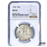 1943 Walking Liberty Half Dollar NGC MS64
