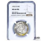 1953-D Franklin Half Dollar NGC MS66 FBL