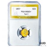 1857 Type 3 Dollar PGA MS63+