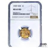 1909 VDB Wheat Cent NGC MS63 RD