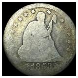 1853 Arrows/Rays Silver Seated Liberty  Quarter N