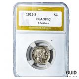 1921-S Buffalo Nickel PGA XF40 2 Feathers