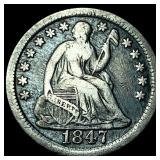 1847 Seated Liberty Half Dime NEARLY UNCIRCULATED