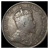 1902 Ceylon Silver 25 Cents