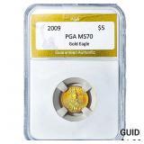 2009 $5 Gold American Eagle 1/10oz PGA MS70
