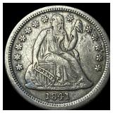1841-S Silver Seated Liberty Dime NEARLY UNCIRCULA