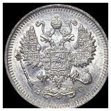 1915 Russia Nicholas II Silver 10 Kopeks