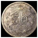 1919 Mexico Silver 50 Centavos