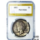 1921 Silver Peace Dollar PGA MS66