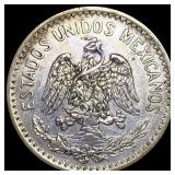 1916 Mexico Silver 50 Cents Narrow Date
