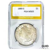 1880-S Morgan Silver Dollar PGA MS65
