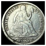 1874 Silver Seated Liberty Dime NEARLY  UNCIRCULA