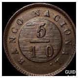 1872 	Buenos Aires Copper 5/10 Real