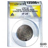 1787 Fugio Cent ANACS VG25 Pointed Rays