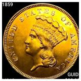 1859 $3 Gold Piece UNCIRCULATED
