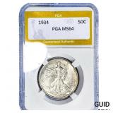1934 Walking Liberty Half Dollar PGA MS64