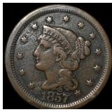 1857 Braided Hair Large Cent NEARLY UNCIRCULATED