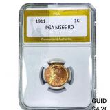 1911 Wheat Cent PGA MS66 RD