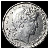 1907-O Silver Barber Half Dollar ABOUT UNCIRCULATE