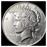 1934 Silver Peace Dollar CLOSELY UNCIRCULATED