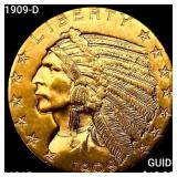 1909-D $5 Gold Half Eagle GEM BU