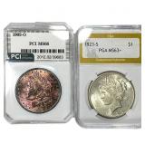 [2 Coins] 1902-1923 Silver Morgan & Peace $1 MS63-