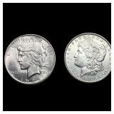 [2 Coins] 1878-1928 Silver Morgan & Peace $1