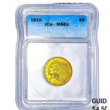 1910 $5 Gold Half Eagle ICG MS63