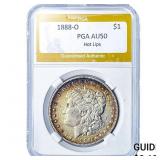 1888-O Morgan Silver Dollar PGA AU50 Hot Lips