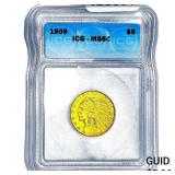 1909 $5 Gold Half Eagle ICG MS64