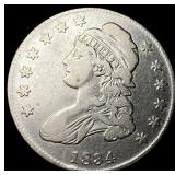 1834 Silver Capped Bust Half Dollar ABOUT  UNCIRC