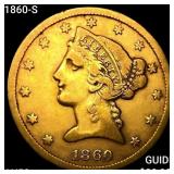 1860-S $5 Gold Half Eagle CLOSELY UNCIRCULATED