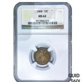 1888 Seated Liberty Dime NGC MS62