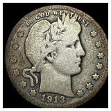 1913-D Silver Barber Quarter NICELY CIRCULATED