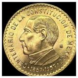 1957 Mexico Gold 20 Pesos CHOICE BU