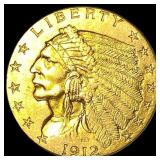 1912 Indian Head Gold $2.50 Quarter Eagle CHOICE A