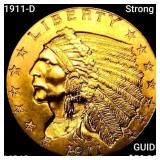 1911-D Strong D $2.50 Gold Quarter Eagle CHOICE BU