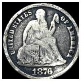 1876-CC Silver Seated Liberty Dime NICELY  CIRCUL