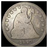 1843 Silver Seated Liberty Quarter LIGHTLY CIRCULA