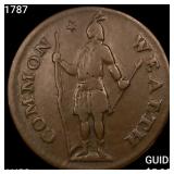 1787 Massachusetts 1/2 Cent CHOICE AU