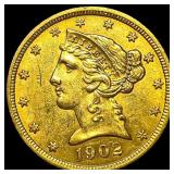 1902 Liberty Head Half Eagle $5 Gold GEM BU