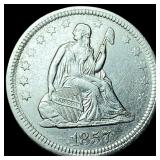 1857 Silver Seated Liberty Quarter CLOSELY  UNCIR