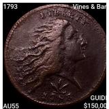 1793 Vines & Bars Flowing Hair Large Cent HIGH GRA