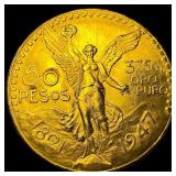 1947 Mexico 1.2057oz Gold 50 Pesos  UNCIRCULATED