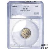 1887/6 Nickel Three Cent SEGS MS61